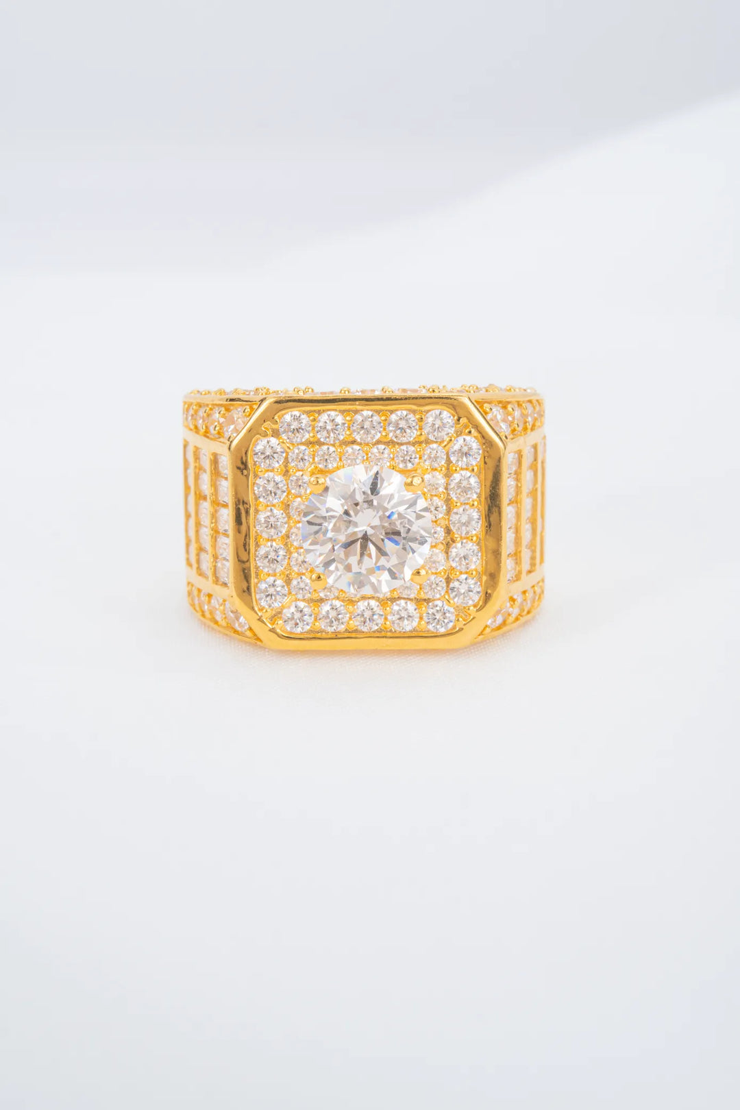 Nhẫn Nam Bản Vuông Tấm Baguette Vàng 16K đính đá CZ Bảo Tín K&K