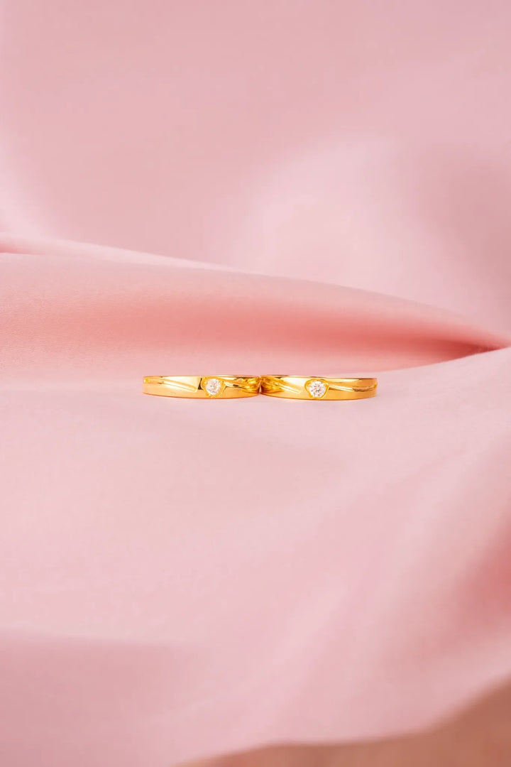 Nhẫn Cưới Hột Chấu Tim Vàng 16K Đính Đá CZ Bảo Tín K&K