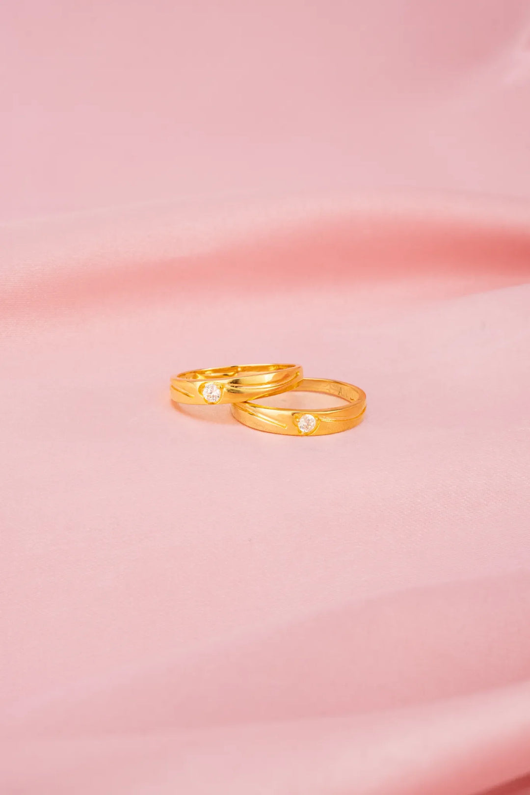 Nhẫn Cưới Hột Chấu Tim Vàng 16K Đính Đá CZ Bảo Tín K&K