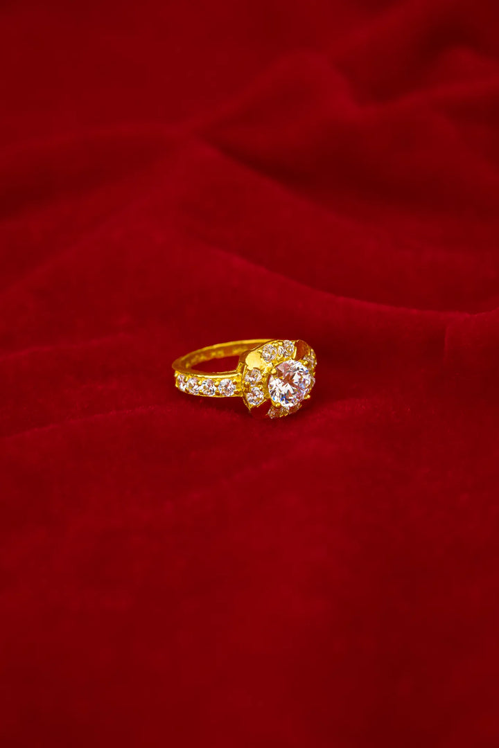 Nhẫn Kiểu Hột Vuông Tấm Vàng 23K Đính Đá CZ Bảo Tín K&K