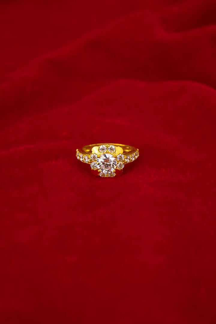 Nhẫn Kiểu Hột Vuông Tấm Vàng 23K Đính Đá CZ Bảo Tín K&K