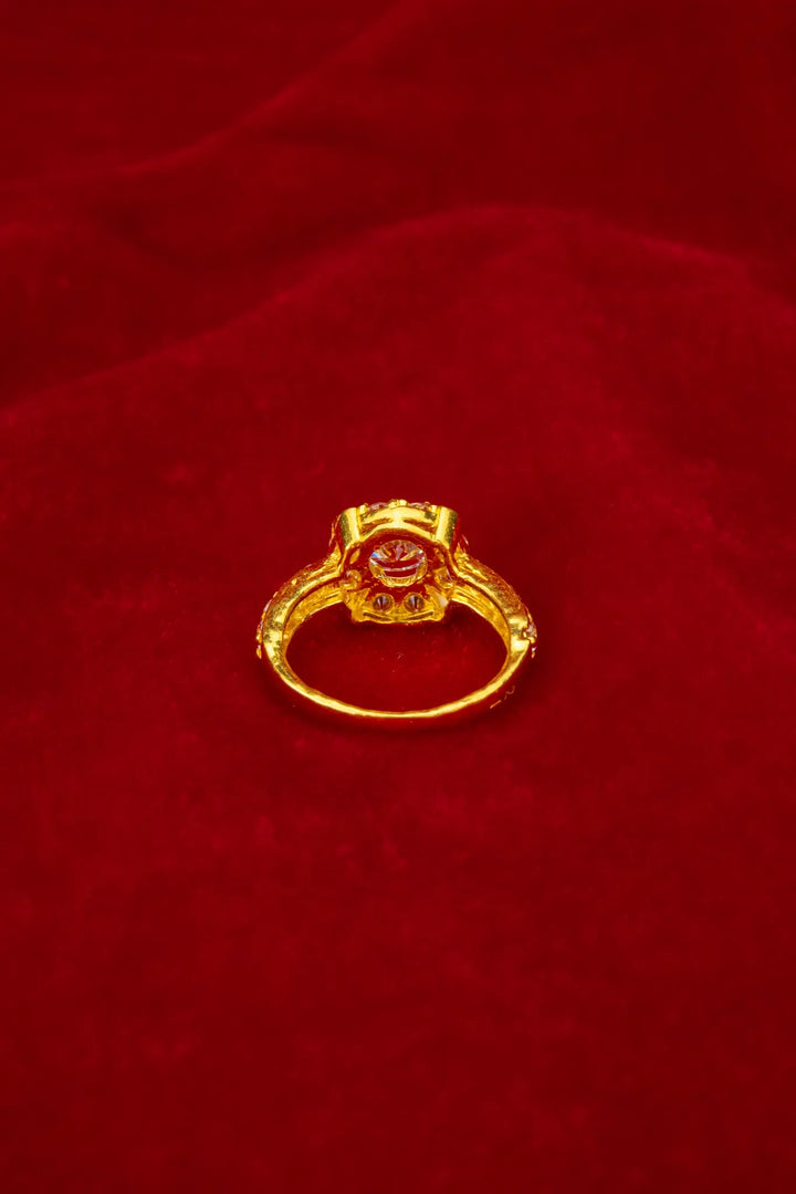 Nhẫn Kiểu Hột Vuông Tấm Vàng 23K Đính Đá CZ Bảo Tín K&K