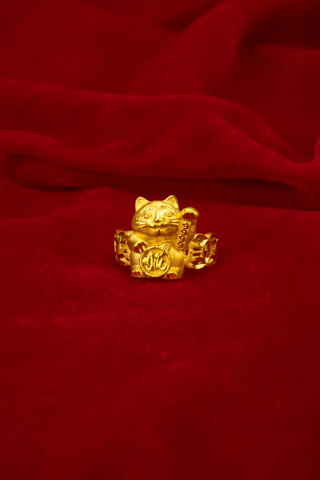 Nhẫn Đồng Tiền Mèo Thần Tài Vàng 23K Bảo Tín K&K