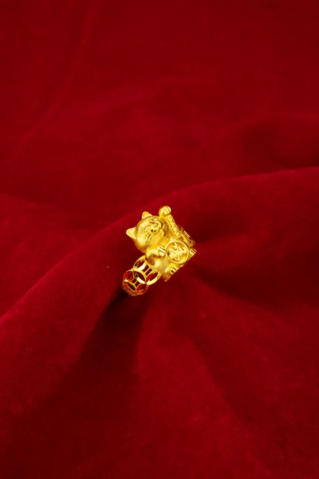 Nhẫn Đồng Tiền Mèo Thần Tài Vàng 23K Bảo Tín K&K