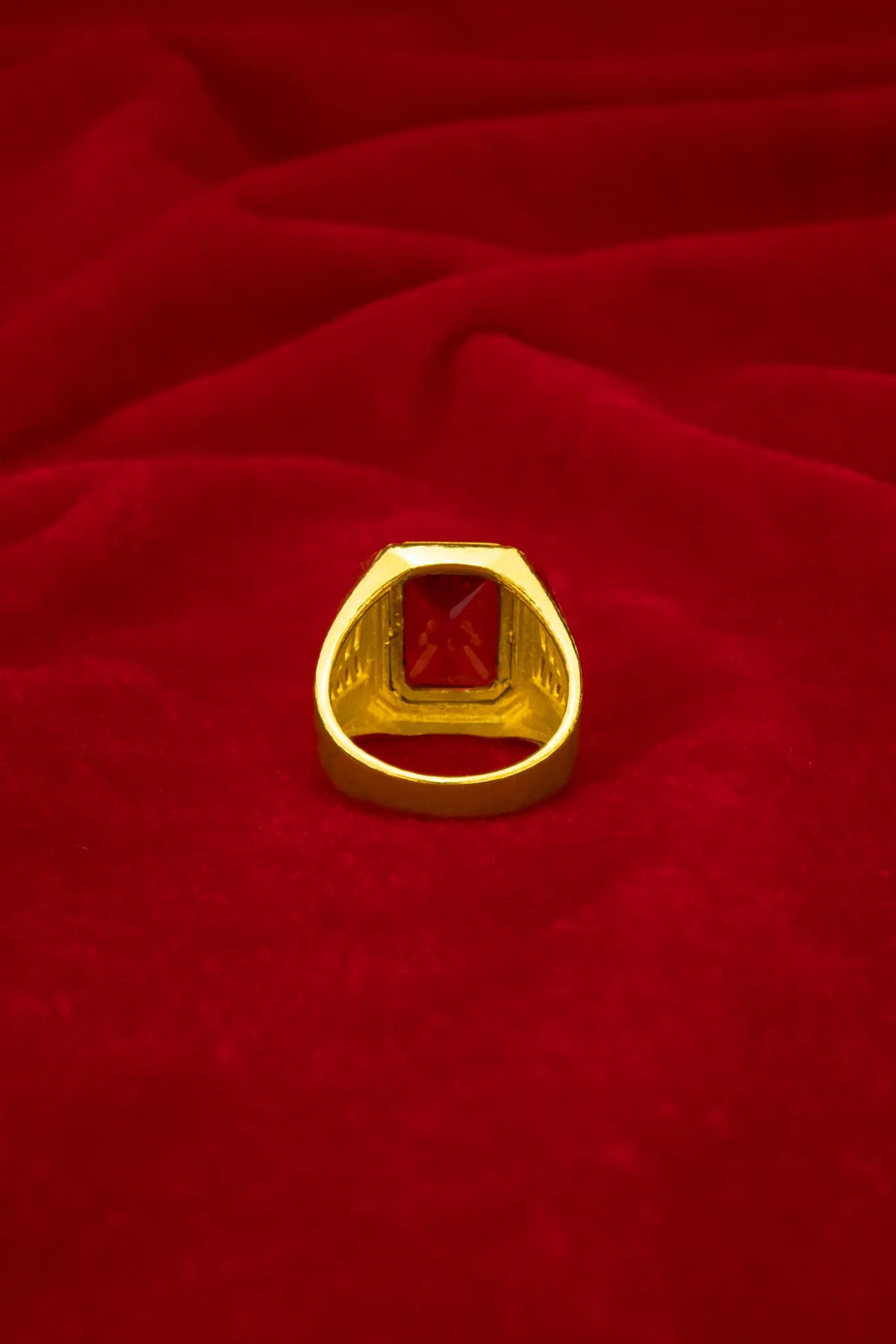 Nhẫn Nam Hột Đỏ Vàng 23K Đính Đá CZ Bảo Tín K&K