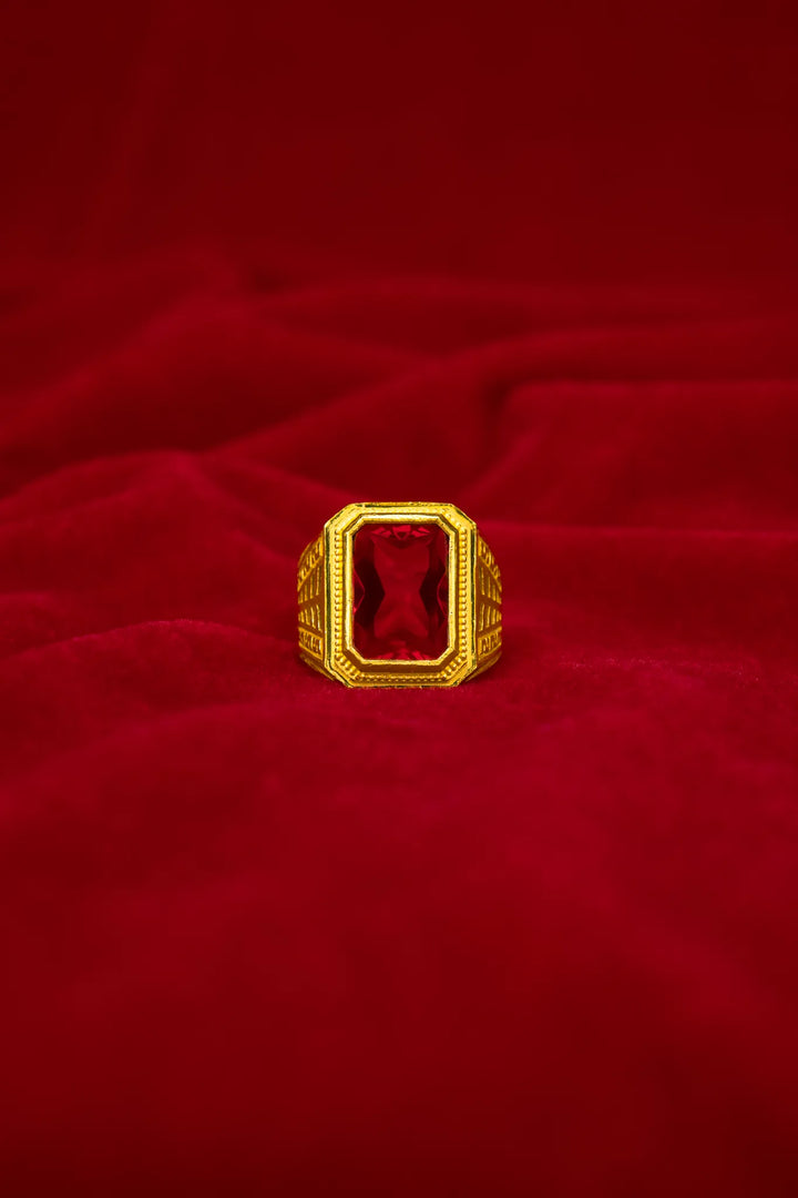 Nhẫn Nam Hột Đỏ Vàng 23K Đính Đá CZ Bảo Tín K&K