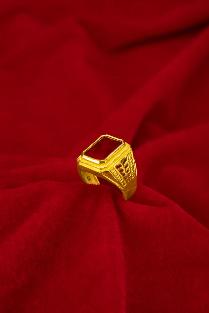 Nhẫn Nam Hột Đỏ Vàng 23K Đính Đá CZ Bảo Tín K&K