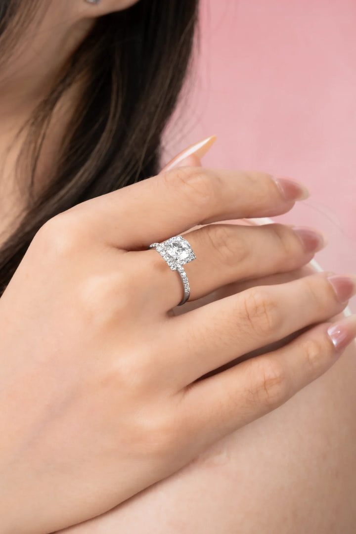 Nhẫn Một Hột Vuông Đính Đá CZ Kiểu Ý 750 Bảo Tín K&K