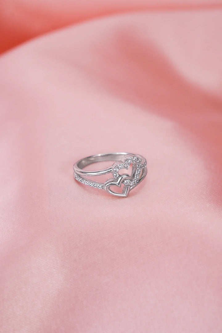 Nhẫn Đôi Trái Tim Ghép Đính Đá CZ Kiểu Ý 750 Bảo Tín K&K