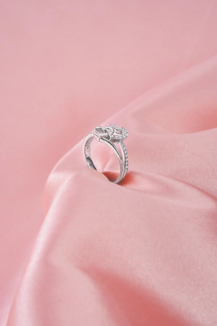 Nhẫn Đôi Trái Tim Ghép Đính Đá CZ Kiểu Ý 750 Bảo Tín K&K