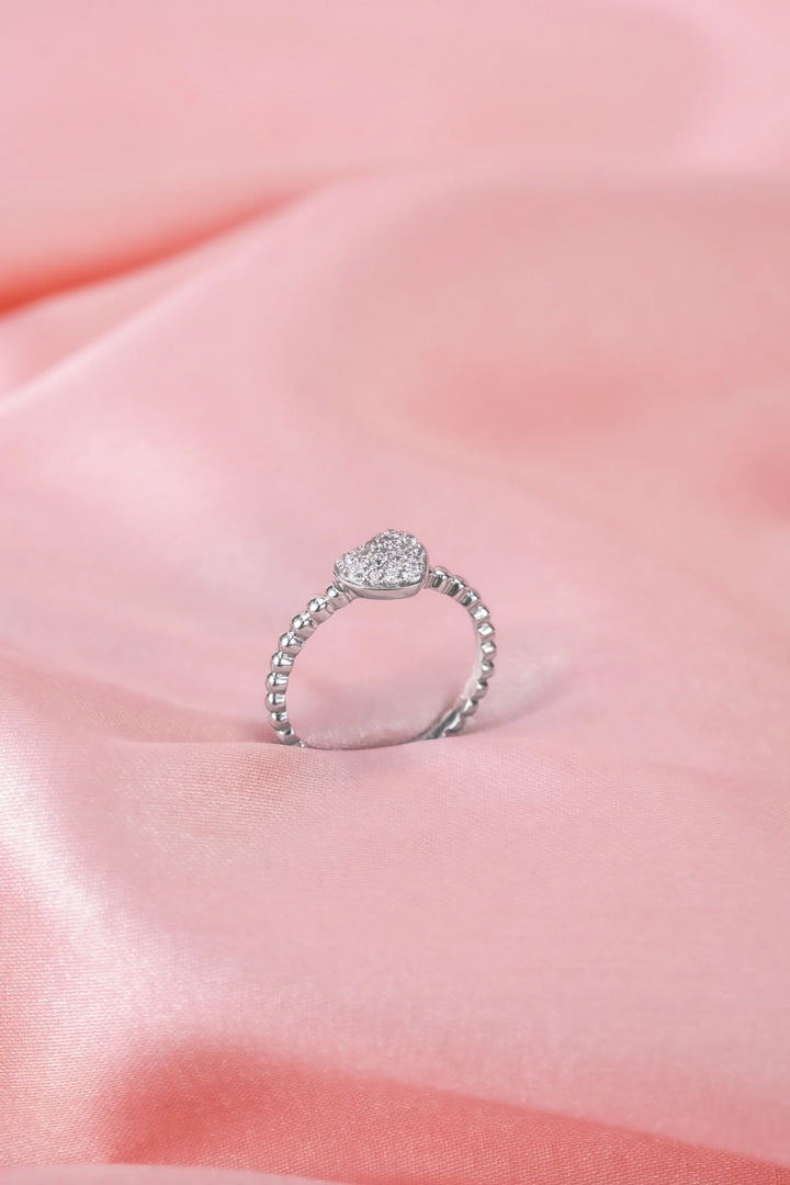 Nhẫn Trái Tim 3D Đính Đá CZ Kiểu Ý 750 Bảo Tín K&K