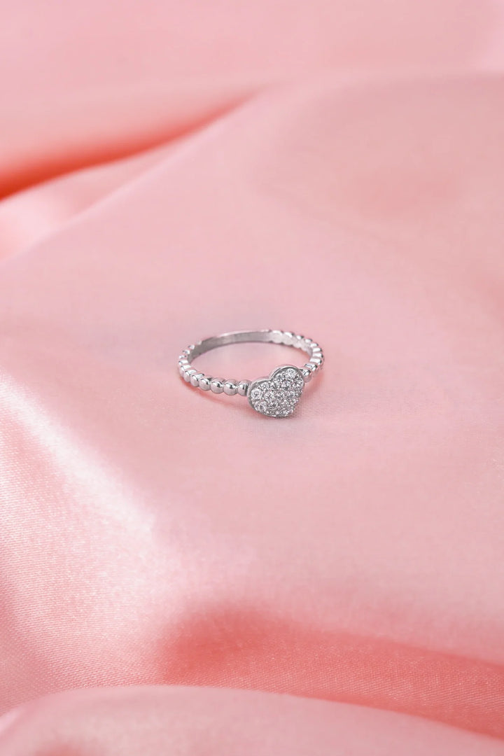 Nhẫn Trái Tim 3D Đính Đá CZ Kiểu Ý 750 Bảo Tín K&K