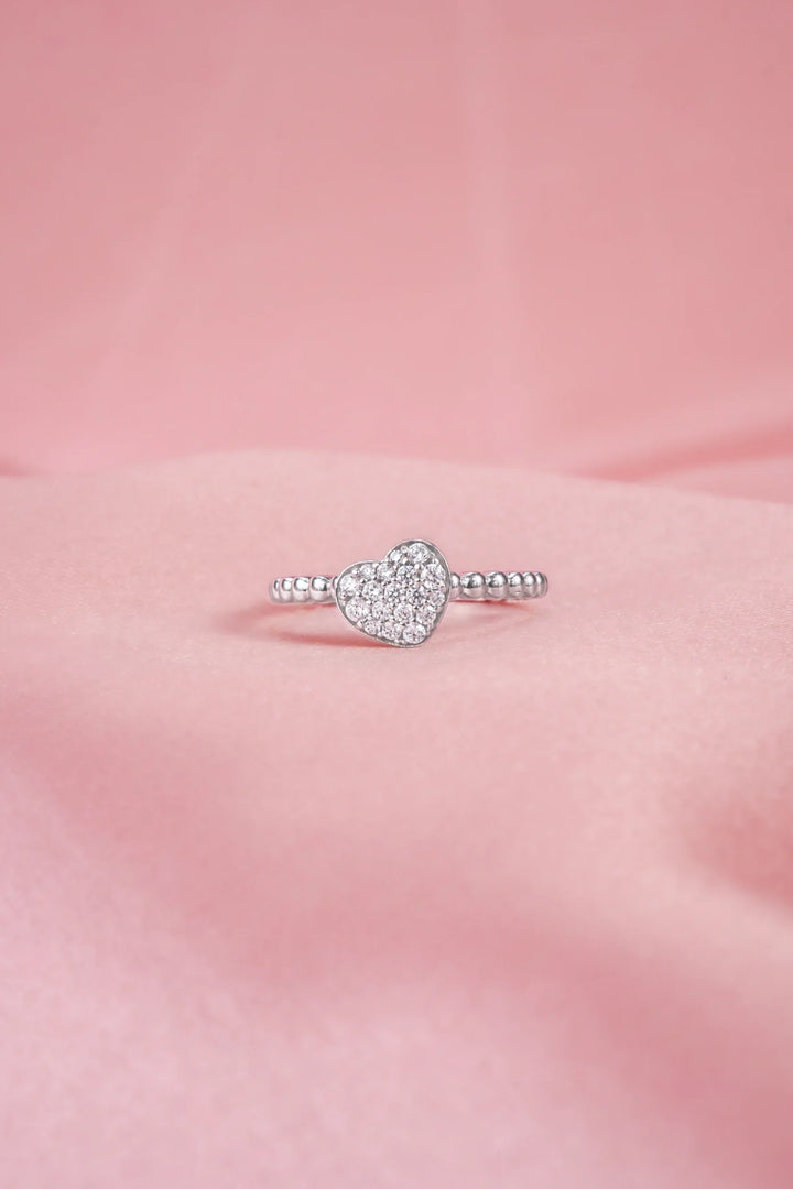 Nhẫn Trái Tim 3D Đính Đá CZ Kiểu Ý 750 Bảo Tín K&K