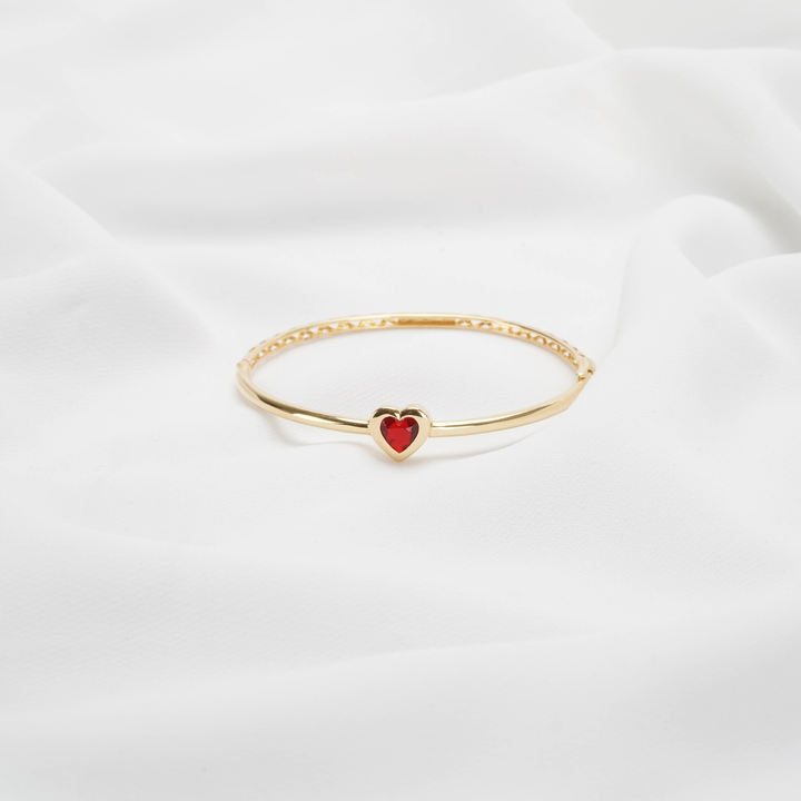 Vòng đơn vàng vòng tim Bảo Tín K&K Vàng 18K đính Đá màu