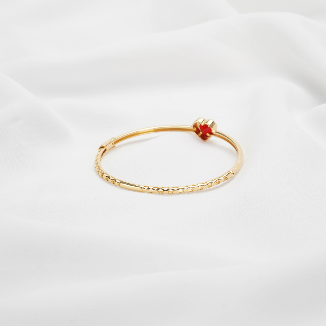 Vòng đơn vàng vòng tim Bảo Tín K&K Vàng 18K đính Đá màu