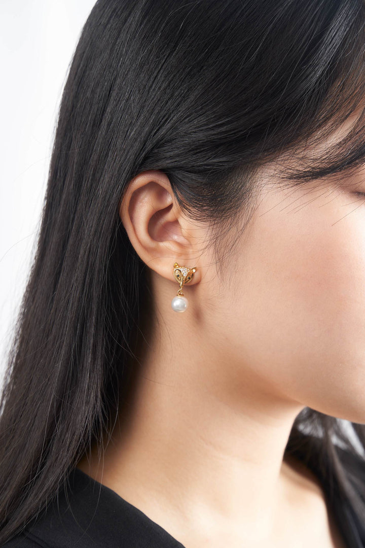 Bông tai vàng cáo tấm Bảo Tín K&K Vàng 18K đính Đá cao cấp, Ngọc trai nhân tạo