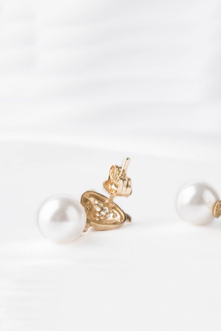 Bông tai vàng cáo tấm Bảo Tín K&K Vàng 18K đính Đá cao cấp, Ngọc trai nhân tạo