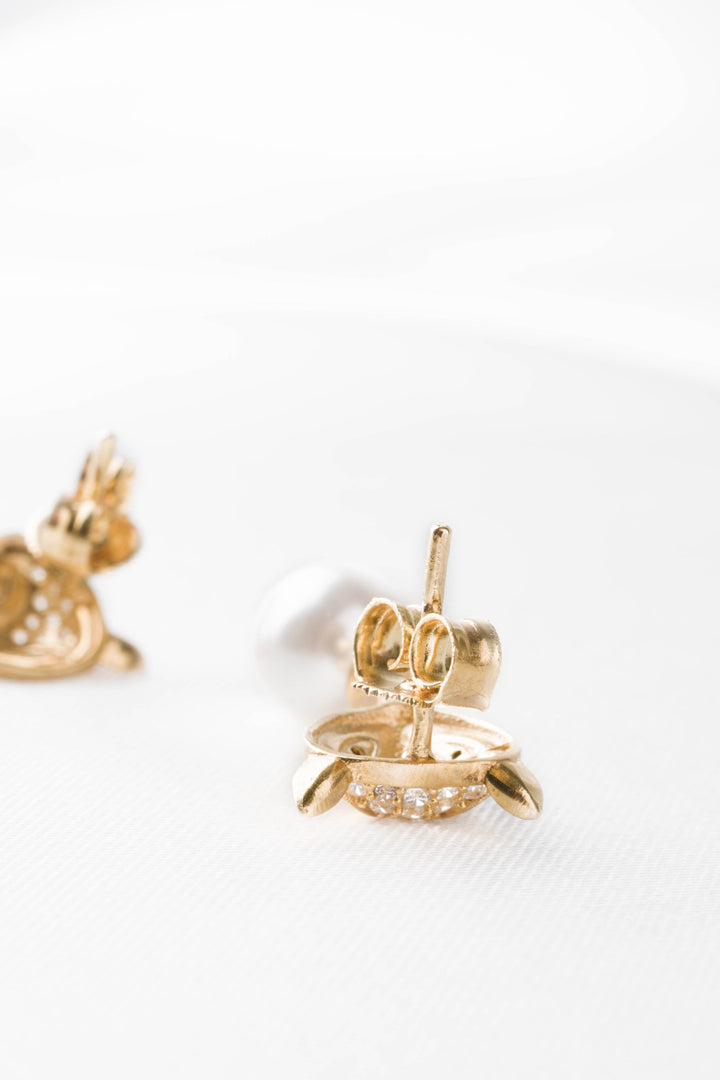 Bông tai vàng cáo tấm Bảo Tín K&K Vàng 18K đính Đá cao cấp, Ngọc trai nhân tạo