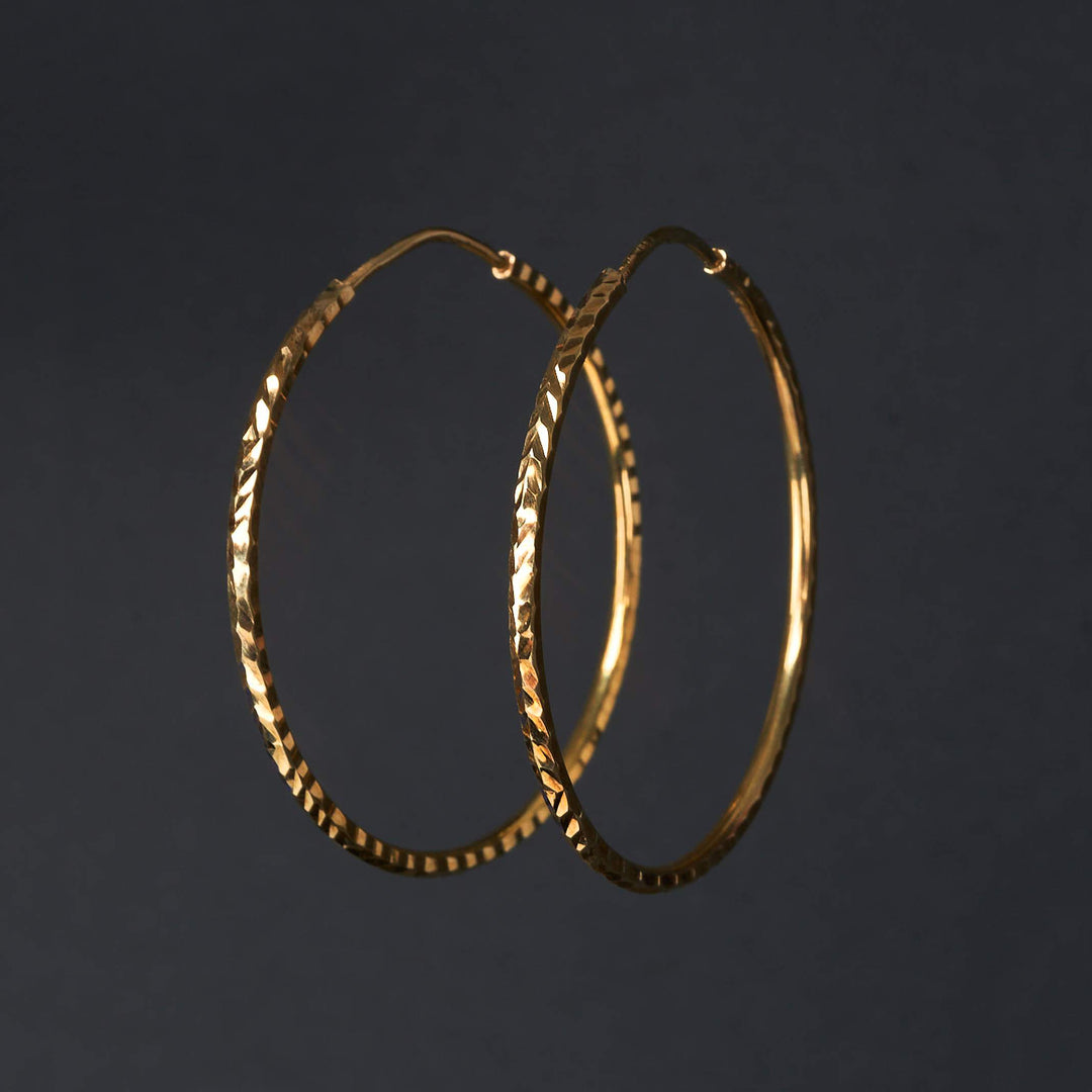 Bông tai vàng khoen tròn móc máy Bảo Tín K&K Vàng 14K