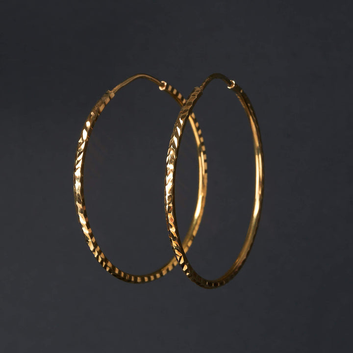 Bông tai vàng khoen tròn móc máy Bảo Tín K&K Vàng 14K