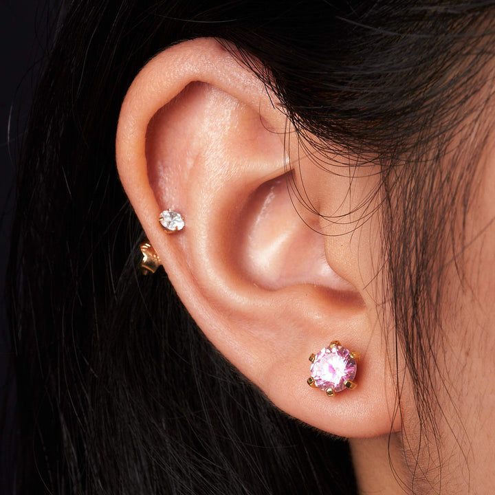 Bông tai vàng kiểu Bảo Tín K&K Vàng 14K đính Đá cao cấp