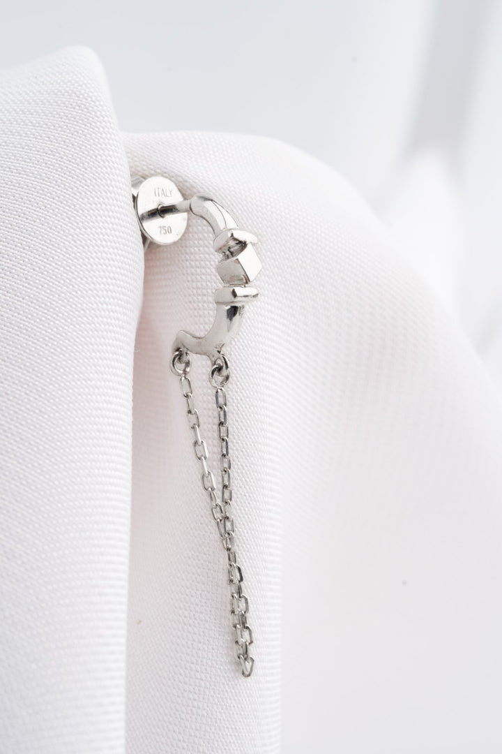 Bông tai trắng kiểu Bảo Tín K&K Vàng kiểu Ý 750