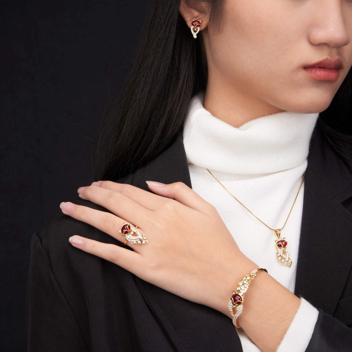 Vòng đơn vàng hồ ly tấm Bảo Tín K&K Vàng 14K đính Đá cao cấp, Đá màu