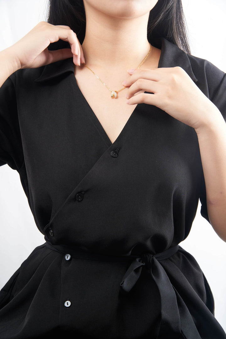 Dây chuyền vàng liền mặt chữ X tấm Bảo Tín K&K Vàng 14K đính Đá cao cấp