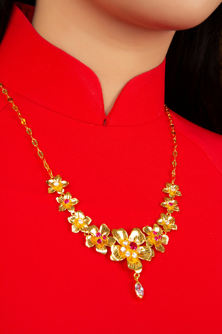 Dây chuyền vàng liền mặt Bảo Tín K&K Vàng 23K đính Đá cao cấp, Đá màu