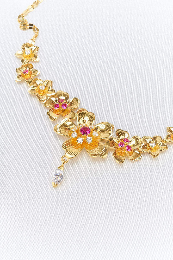 Dây chuyền vàng liền mặt Bảo Tín K&K Vàng 23K đính Đá cao cấp, Đá màu