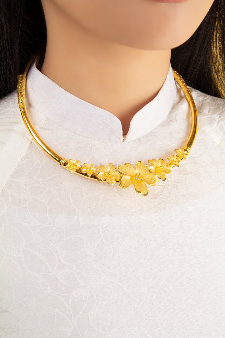 Dây chuyền vàng kiềng quấn hoa Bảo Tín K&K Vàng 23K