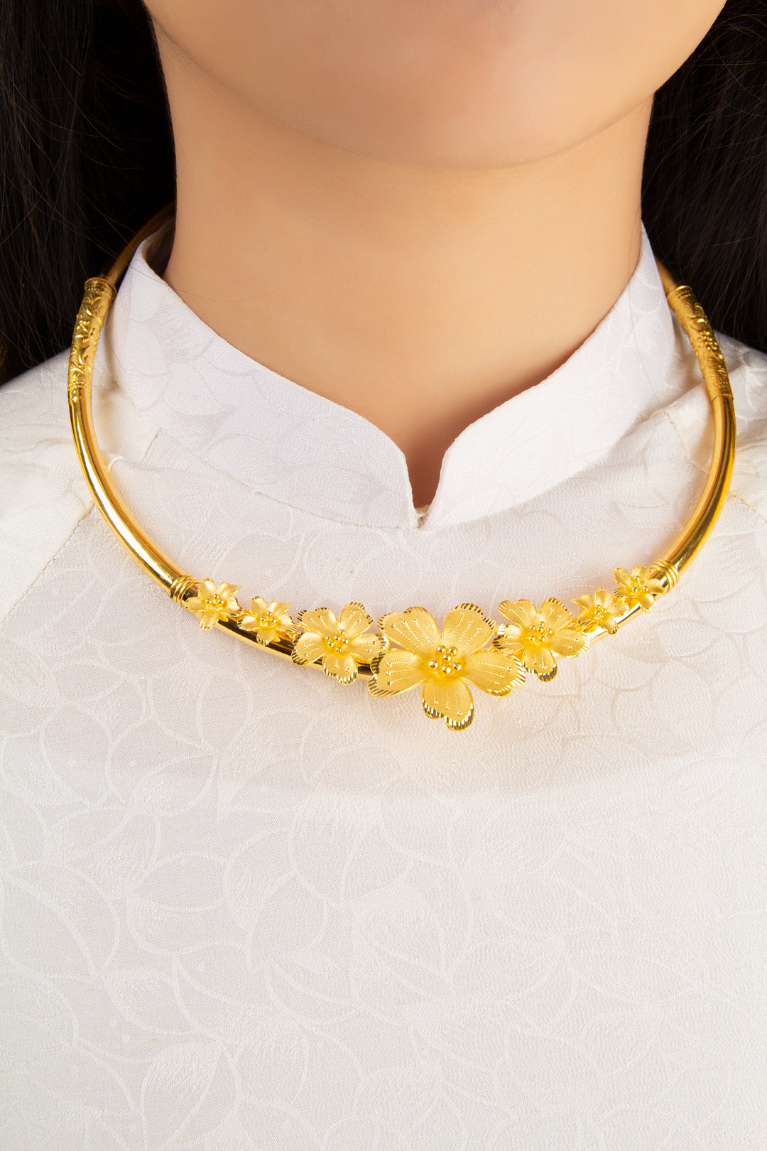 Dây chuyền vàng kiềng quấn hoa Bảo Tín K&K Vàng 23K