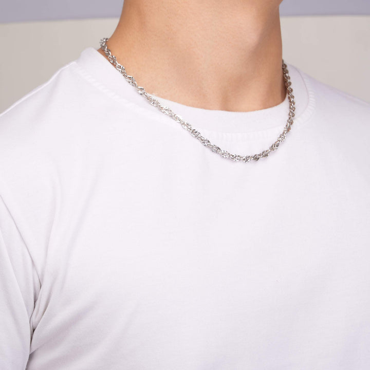 Dây chuyền trắng ovan xoắn móc máy Bảo Tín K&K Vàng kiểu Ý 750