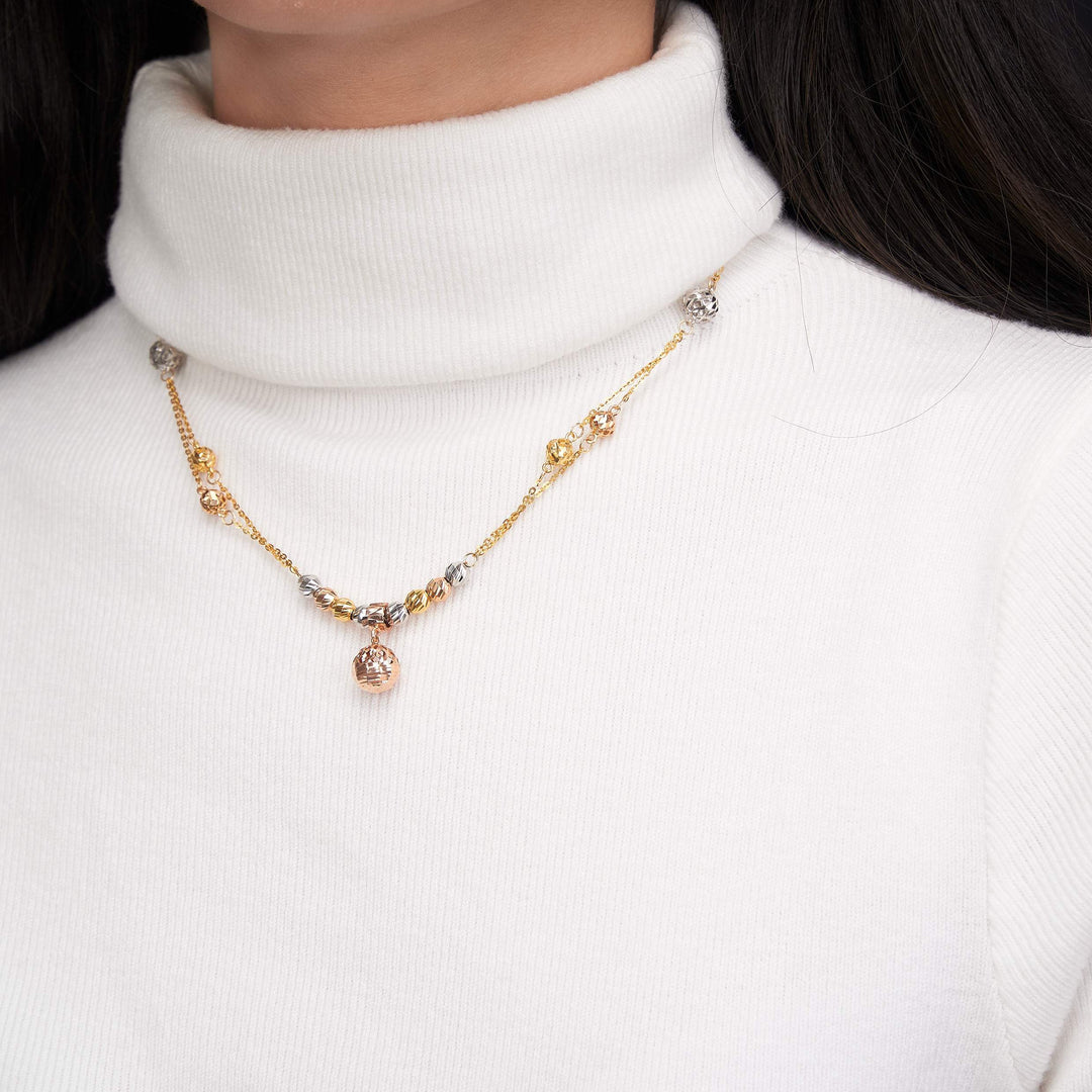 Dây chuyền vàng, trắng, hồng vàng liền mặt bi 3 màu Bảo Tín K&K Vàng 14K