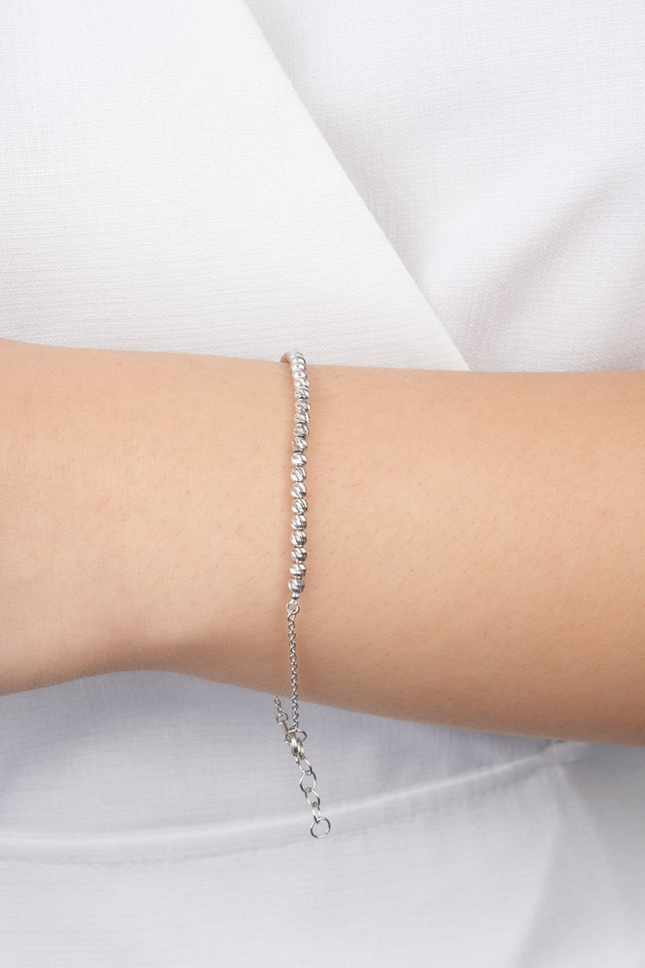 Lắc tay trắng khúc bi Bảo Tín K&K Vàng kiểu Ý 750