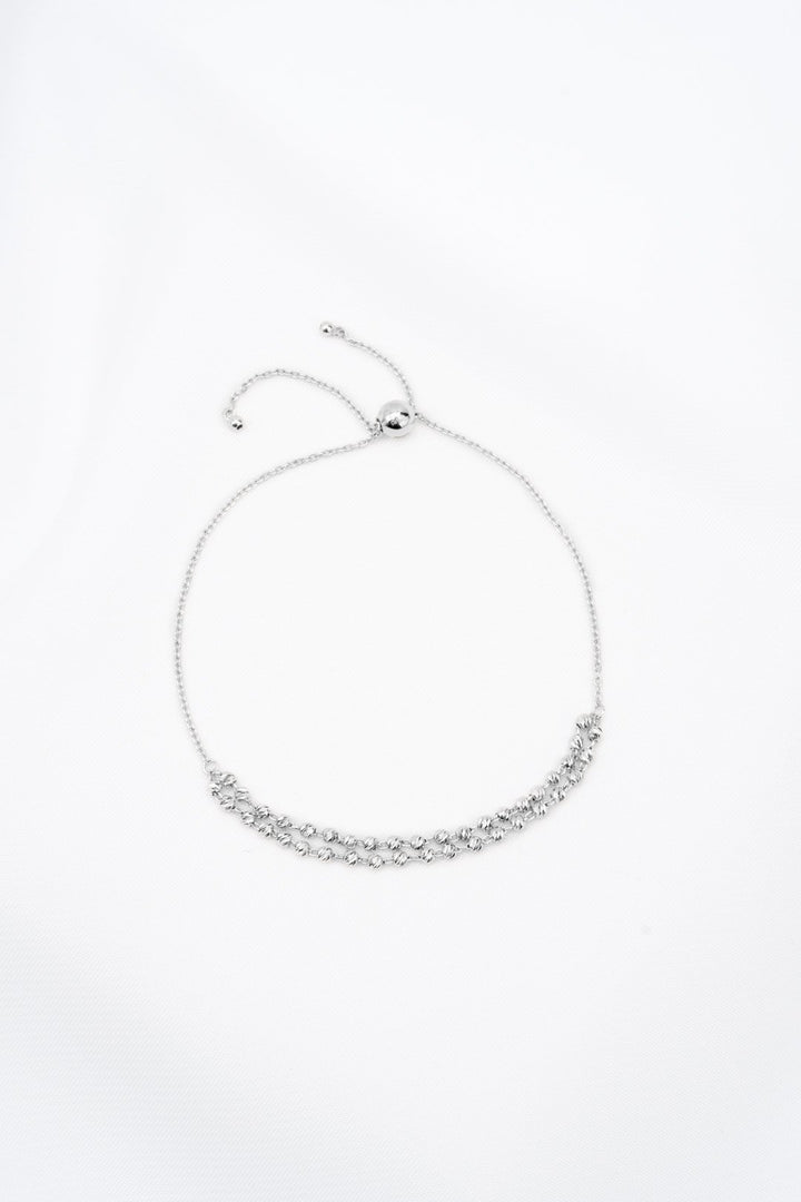 Lắc tay trắng bi đôi Bảo Tín K&K Vàng kiểu Ý 750