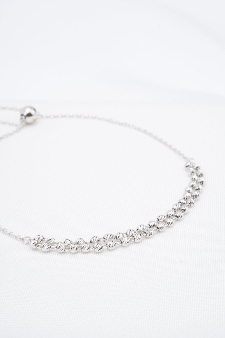 Lắc tay trắng bi đôi Bảo Tín K&K Vàng kiểu Ý 750