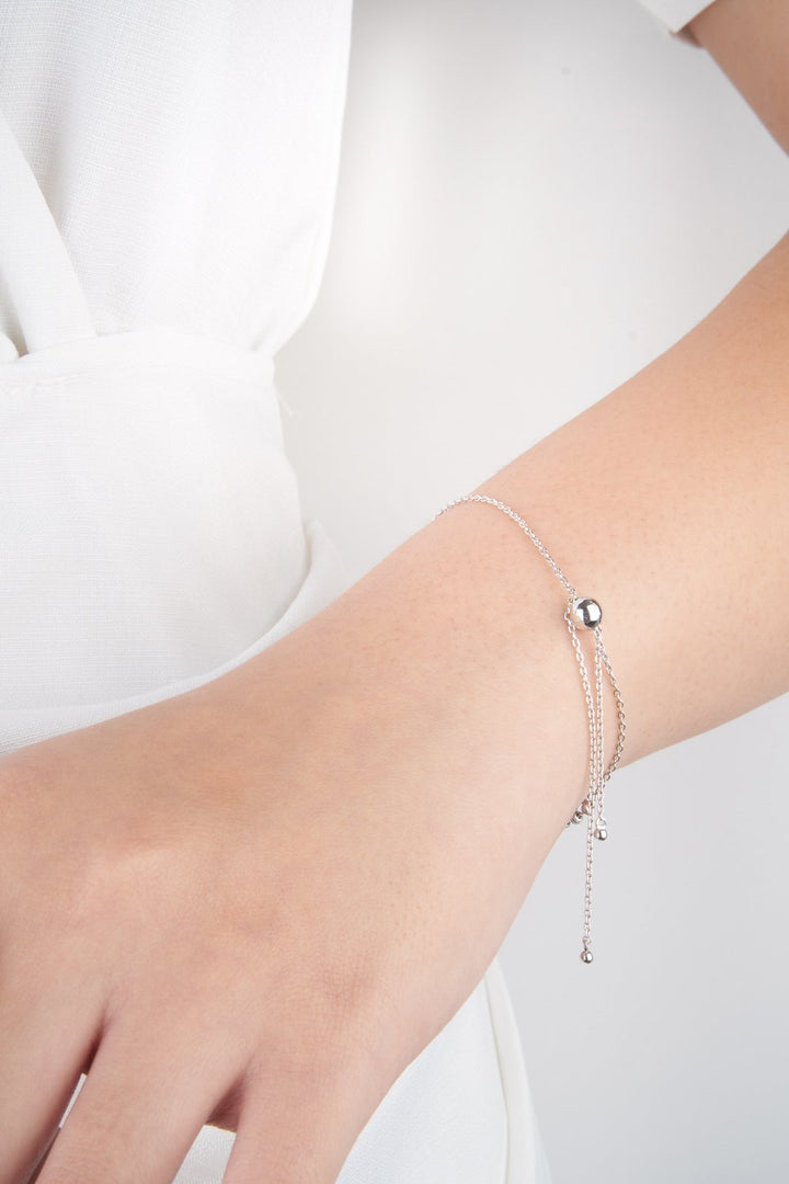 Lắc tay trắng bi đôi Bảo Tín K&K Vàng kiểu Ý 750