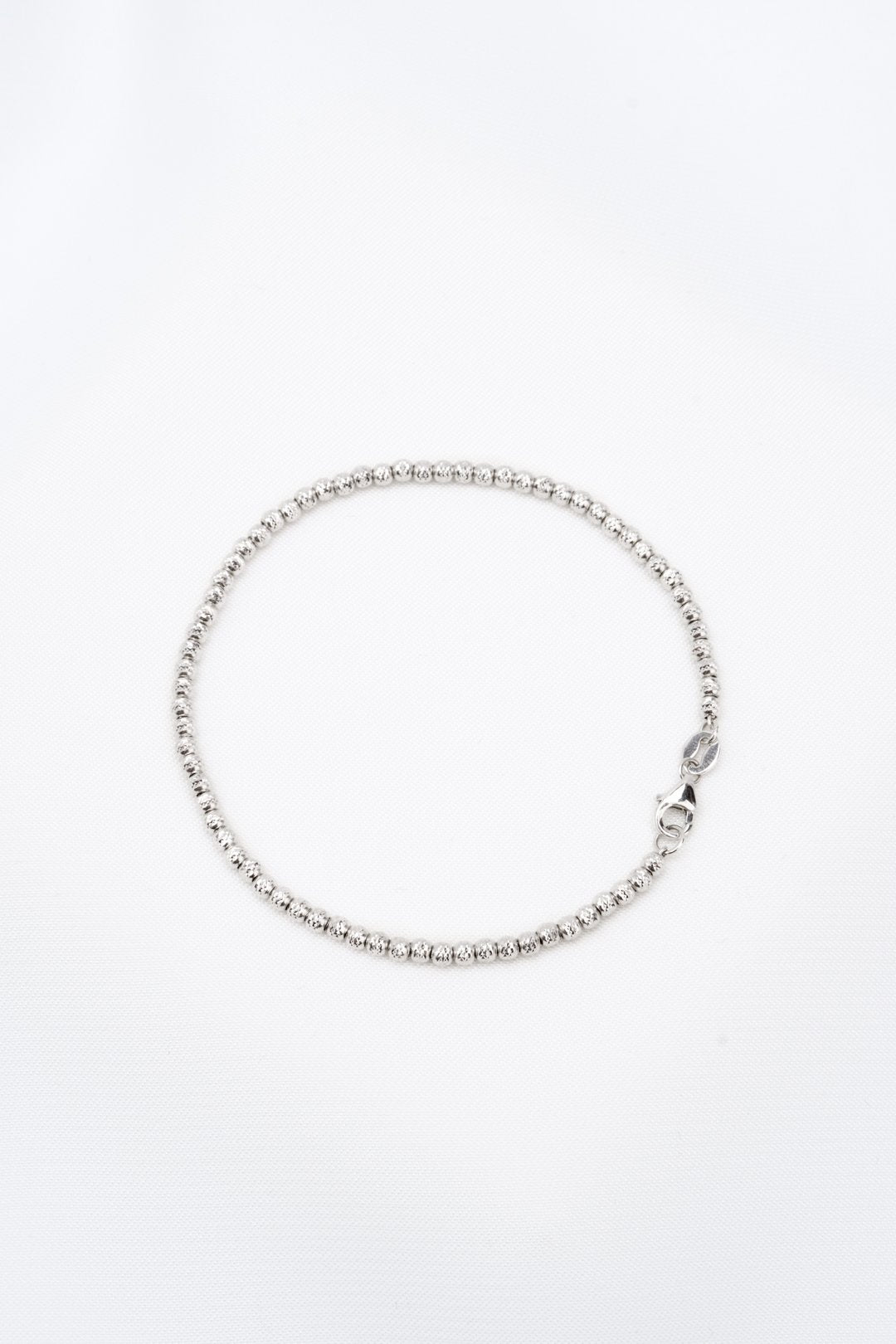 Vòng tay trắng bi móc máy Bảo Tín K&K Vàng kiểu Ý 750