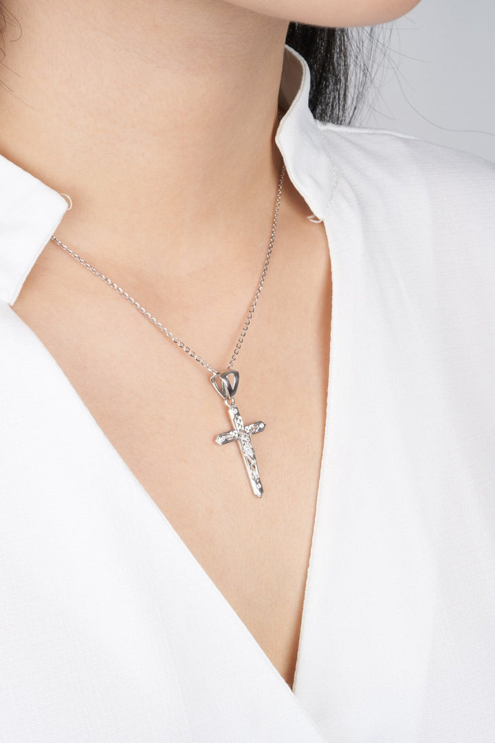 Mặt dây chuyền trắng thánh giá chúa Bảo Tín K&K Vàng kiểu Ý 750