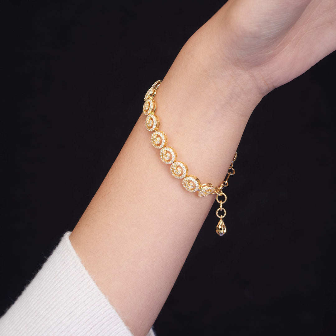 Lắc vàng xoắn ốc tấm Bảo Tín K&K Vàng 14K đính Đá cao cấp