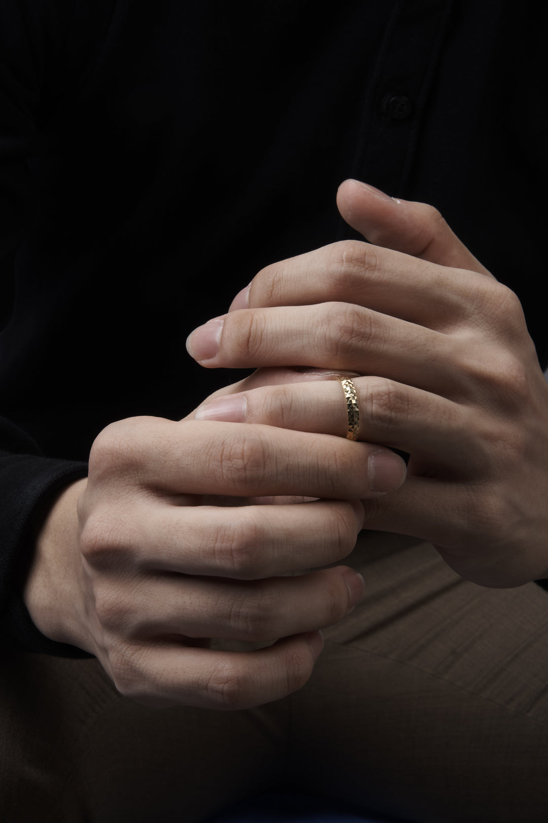 Nhẫn cưới vàng 1h chìm móc máy Bảo Tín K&K Vàng 18K đính Đá cao cấp