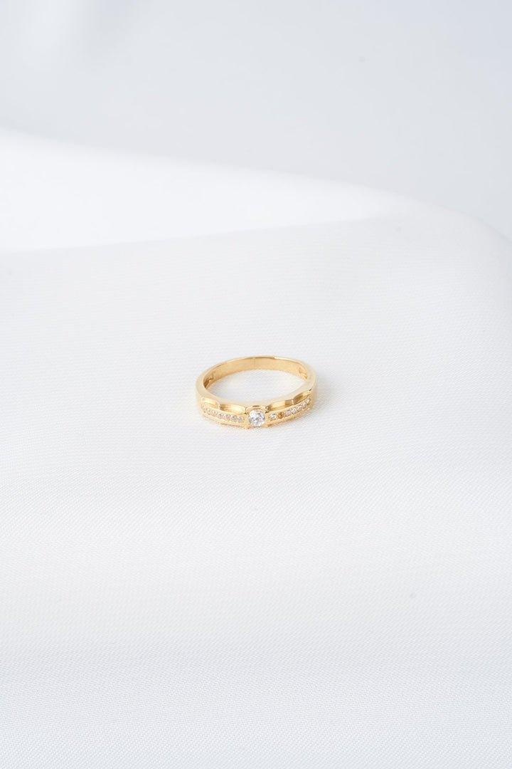 Nhẫn cưới vàng cưới tấm Bảo Tín K&K Vàng 18K đính Đá cao cấp