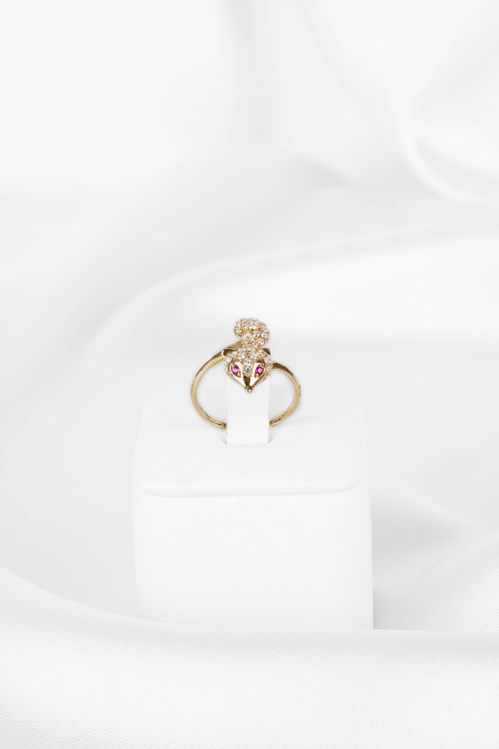 Nhẫn vàng hồ ly tấm Bảo Tín K&K Vàng 14K đính Đá cao cấp, Đá màu