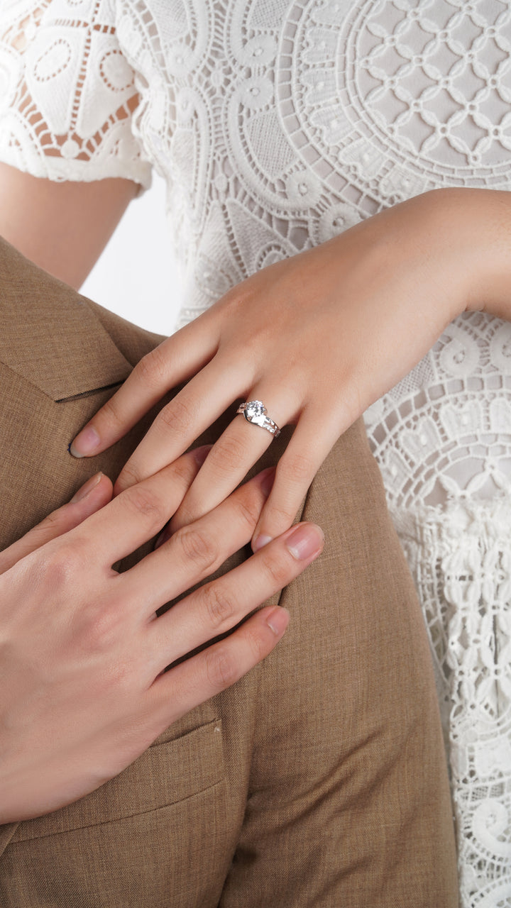 Nhẫn cầu hôn Bảo Tín K&K Vàng kiểu Ý 750 Princess