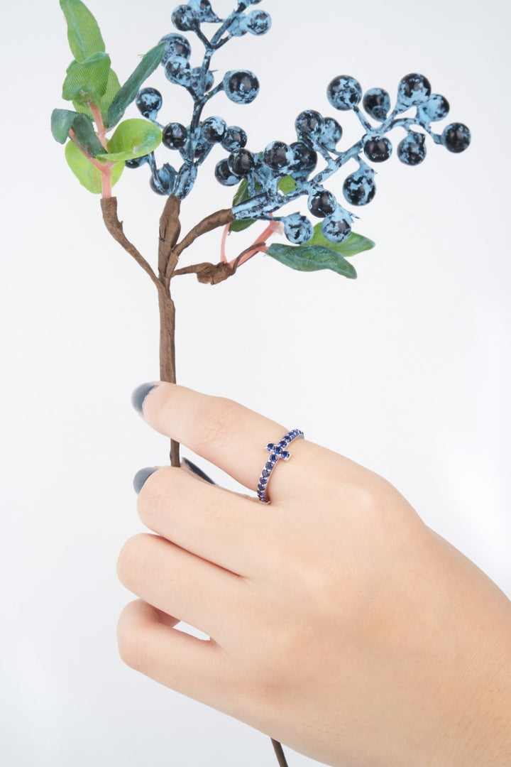 Nhẫn trắng tấm Bảo Tín K&K Vàng kiểu Ý 750 đính Đá màu