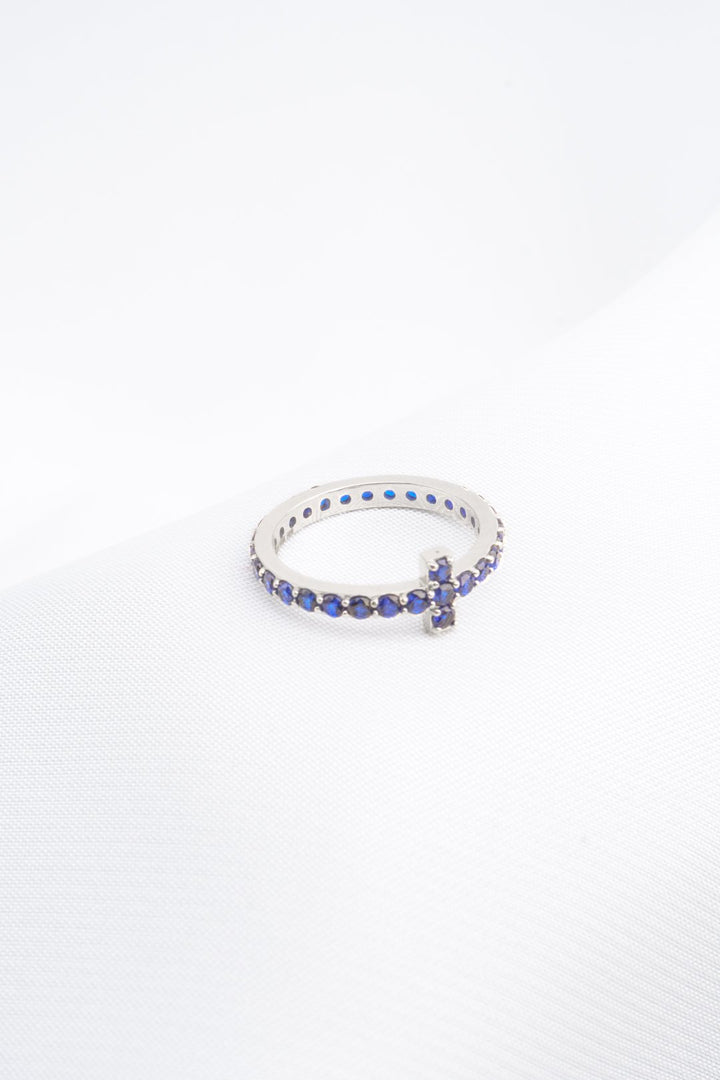 Nhẫn trắng tấm Bảo Tín K&K Vàng kiểu Ý 750 đính Đá màu