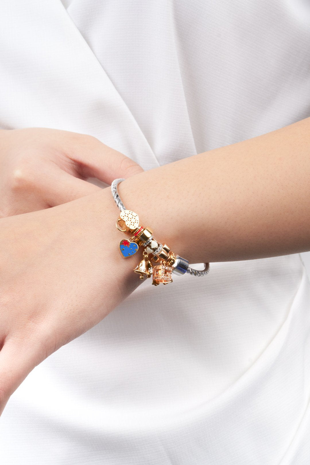 Lắc tay trắng pandora Bảo Tín K&K Vàng kiểu Ý 750