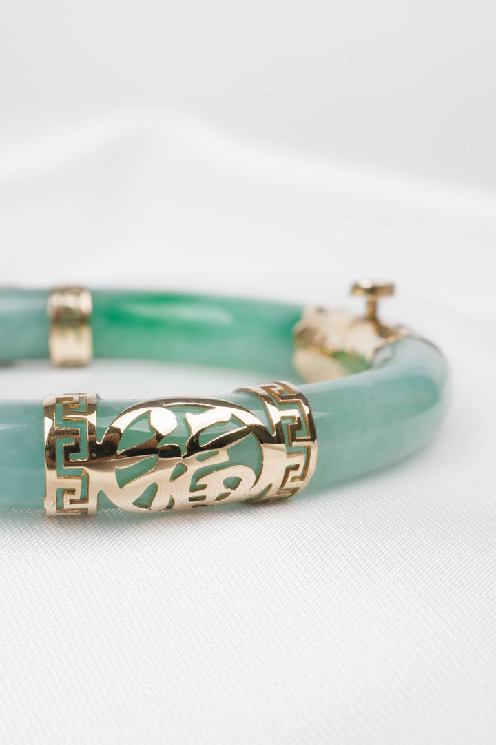 Vòng tay vàng bọc cẩm thạch chữ tàu Bảo Tín K&K Vàng 14K đính Cẩm thạch