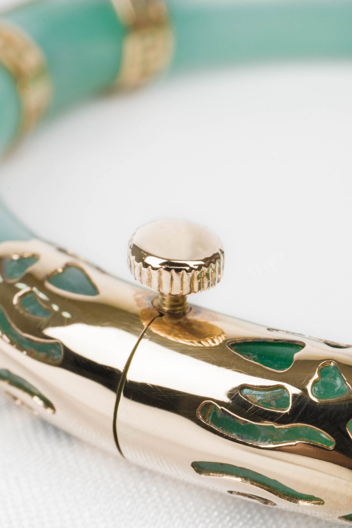 Vòng tay vàng bọc cẩm thạch chữ tàu Bảo Tín K&K Vàng 14K đính Cẩm thạch